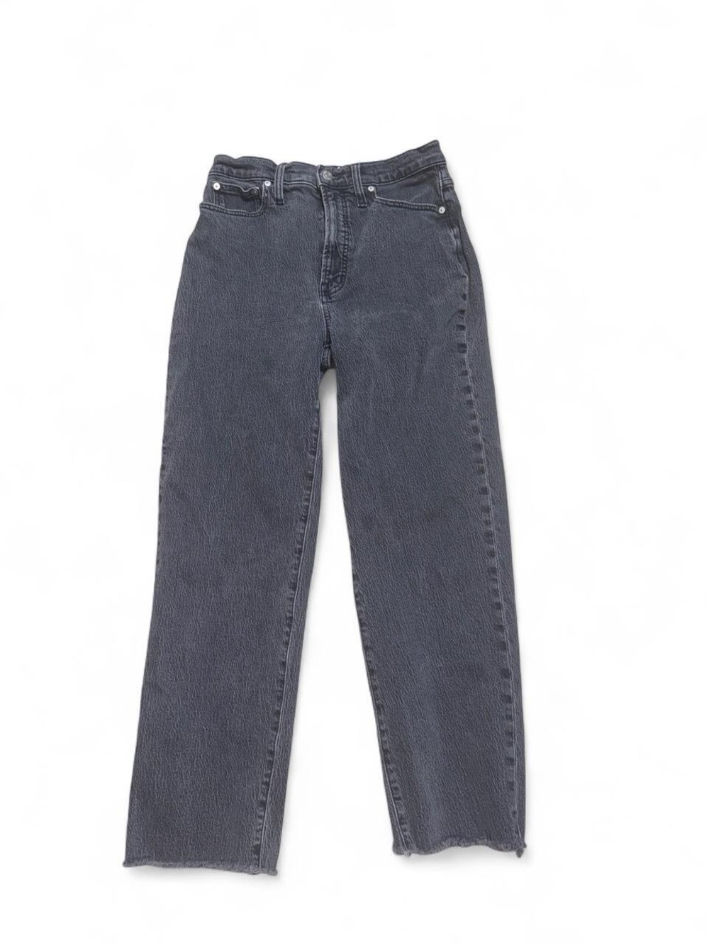 Madewell Perfect Vintage Straight Jeans Gray Wash Raw Hem Size 27